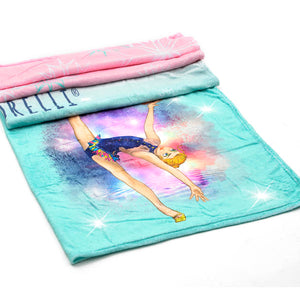 Fleece blanket: QUEEN OF THE ICE with ball and clubs
