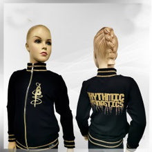 Load image into Gallery viewer, RG Black Zip Front Sweater &quot;GYMNAST GOLD &quot;
