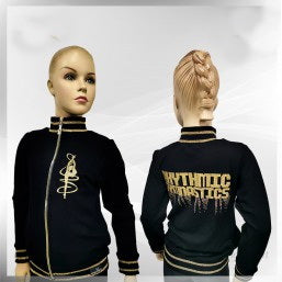 RG Black Zip Front Sweater "GYMNAST GOLD "