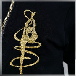 RG Black Zip Front Sweater "GYMNAST GOLD "