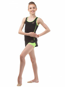 Double layer shorts black/green neon