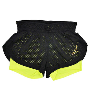 Double-Layered Shorts Black/Lime Neon