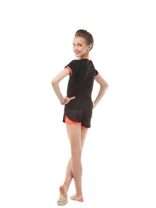 Double layer shorts Black-orange neon