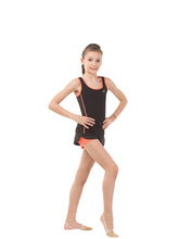 Load image into Gallery viewer, Double layer shorts Black-orange neon

